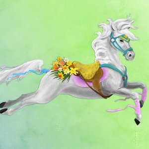 Spring Carousel of Seasons. Leaping Lipizzaner. Digital. 2023. Affinity Photo.