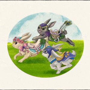 Carousel Bunnies Running Free. Digital. 2024. Rebelle 7 and Affinity Photo.