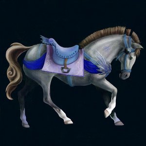 Pearly carousel horse. Digital. 2024. Procreate and Affinity Photo.