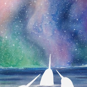 Cold Ocean Glow. Traditional and Digital. 2023. Watercolor and Affinity Photo.